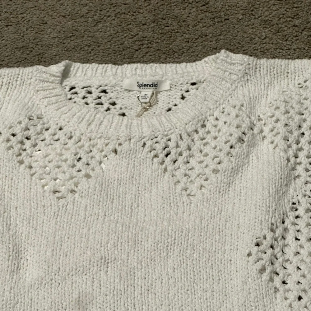 Splendid‎ White Cotton Crochet Knit Sweater Top Size M Oversize NWT READ